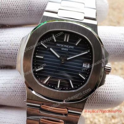 AAA Grade Swiss Replica Watch - Patek Philippe Nautilus Stainless Steel w/ Blue Dial